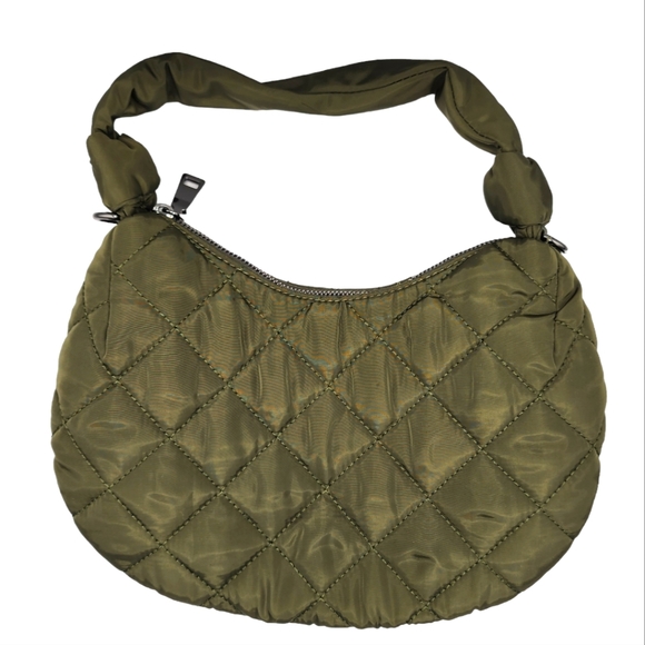 INC International Concepts Handbags - INC Quilted Hobo Bag Green Zip 12Wx7H